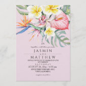 Invitation Mariage Fleur Tropicale Botanique Rose Chaud (Devant)