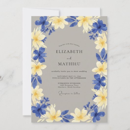 Invitation Mariage Fleur Tropicale Jaune (Devant)