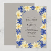 Invitation Mariage Fleur Tropicale Jaune (Devant / Derrière)