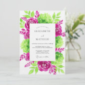 Invitation Mariage Fleur Verte Magenta (Debout devant)