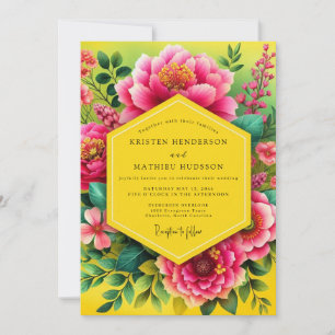Invitation Mariage Fleur Vibrante de Fuchsia