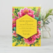 Invitation Mariage Fleur Vibrante de Fuchsia (Debout devant)