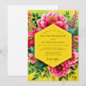 Invitation Mariage Fleur Vibrante de Fuchsia (Devant / Derrière)