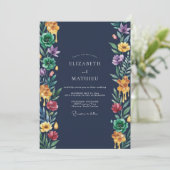 Invitation Mariage Fleur Vibrante de Minuit (Debout devant)