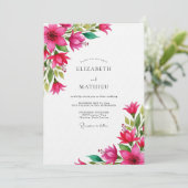 Invitation Mariage Fleur Vibrante Fuchsia (Debout devant)