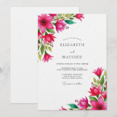 Invitation Mariage Fleur Vibrante Fuchsia (Devant / Derrière)