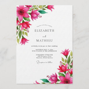 Invitation Mariage Fleur Vibrante Fuchsia