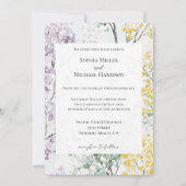 Invitation Mariage Fleur Violet Lavande Vert Jaune (Devant)