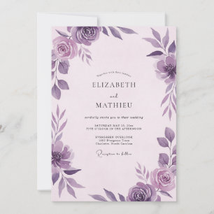 Invitation Mariage Fleur Violette Améthyste