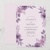 Invitation Mariage Fleur Violette Améthyste (Devant / Derrière)