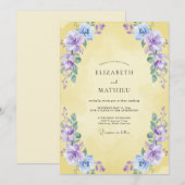 Invitation Mariage Fleur Violette Beurre (Devant / Derrière)