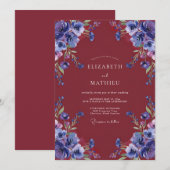 Invitation Mariage Fleur Violette Bourgeante (Devant / Derrière)