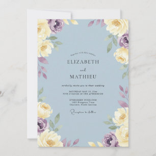Invitation Mariage Fleur Violette d'Acier