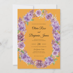 Invitation Mariage Fleur Violette Moutarde