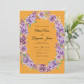 Invitation Mariage Fleur Violette Moutarde (Debout devant)