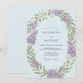 Invitation Mariage Fleur Violette Pervenche (Devant / Derrière)