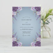 Invitation Mariage Fleur Violette Pervenche (Debout devant)