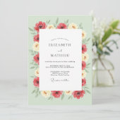 Invitation Mariage Fleur Vivace Vert Sauge (Debout devant)