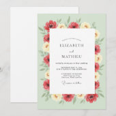 Invitation Mariage Fleur Vivace Vert Sauge (Devant / Derrière)