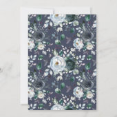 Invitation Mariage Fleural Aquarelle Cœur Bleu Rustique (Dos)