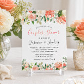 Invitation Mariage Fleural Corail Pêche pour Couples