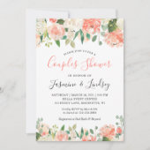 Invitation Mariage Fleural Corail Pêche pour Couples (Devant)
