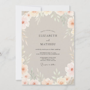 Invitation Mariage Fleural Douce de Pêche Champagne