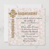 Invitation Mariage fleuri à bijoux d'or (Dos)