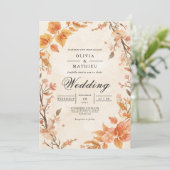 Invitation Mariage fleuri Autumnal Chaud (Debout devant)