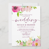 Invitation Mariage fleuri chic à la main Lettré look (Devant)