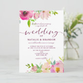 Invitation Mariage fleuri chic à la main Lettré look (Debout devant)