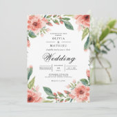 Invitation Mariage fleuri de l'arc de corail (Debout devant)