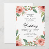 Invitation Mariage fleuri de l'arc de corail (Devant / Derrière)
