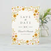 Invitation Mariage fleuri de tournesols enregistrer la date (Debout devant)