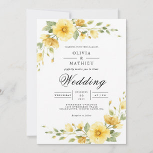 Invitation Mariage fleuri d'or