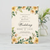 Invitation Mariage fleuri d'or (Debout devant)