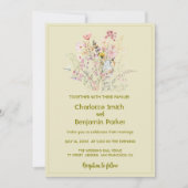 Invitation Mariage fleuri fleur sauvage simple or (Devant)