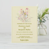 Invitation Mariage fleuri fleur sauvage simple or (Debout devant)