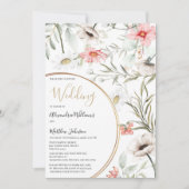 Invitation Mariage fleuri géométrique botanique rose menthe o (Devant)