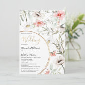 Invitation Mariage fleuri géométrique botanique rose menthe o (Debout devant)