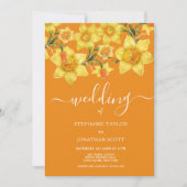 Invitation Mariage fleuri jaune orangé printemps (Devant)