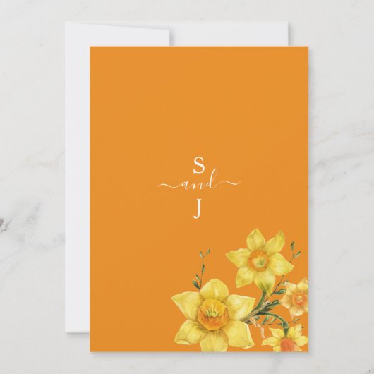 Invitation Mariage fleuri jaune orangé printemps (Dos)