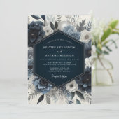 Invitation Mariage fleuri Navy humeur (Debout devant)