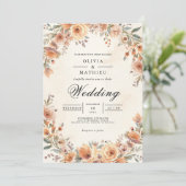 Invitation Mariage fleuri Ochre (Debout devant)