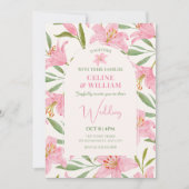 Invitation Mariage fleuri pastel vert rose (Devant)