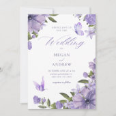 Invitation Mariage fleuri pourpre (Devant)