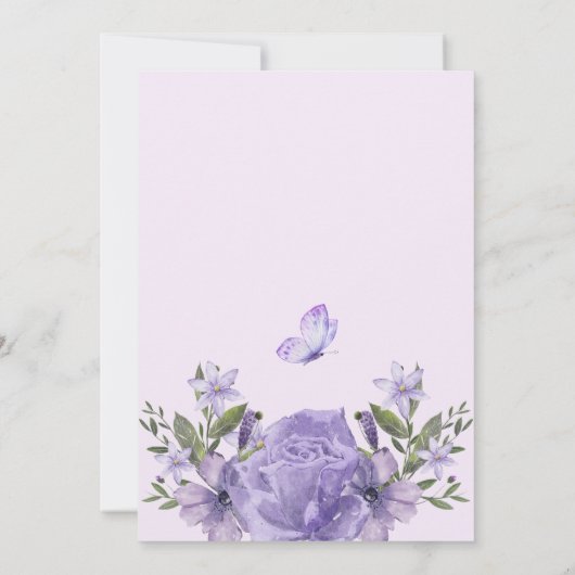 Invitation Mariage fleuri pourpre (Dos)