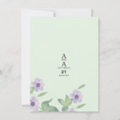Invitation Mariage fleuri pourpre vert menthe de printemps (Dos)