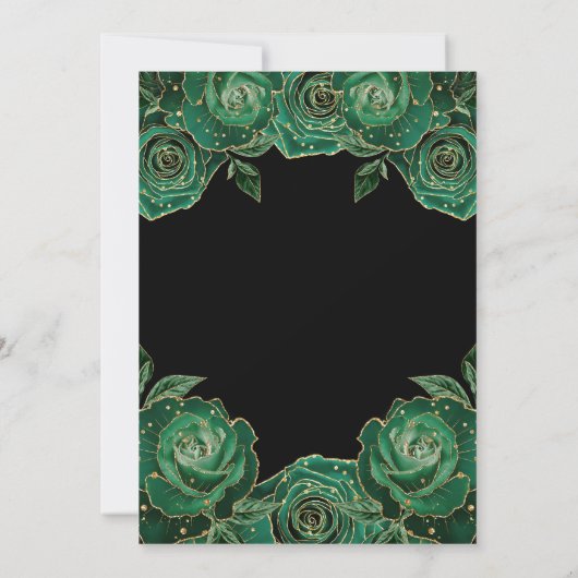Invitation Mariage fleuri Rose vert et or (Dos)