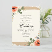 Invitation Mariage fleuri rustique (Debout devant)